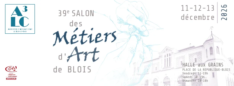 Affiche du salon des Métiers d'Art à Blois 2026, 39ᵉ édition — Loir-et-Cher, exposants en métiers d'art