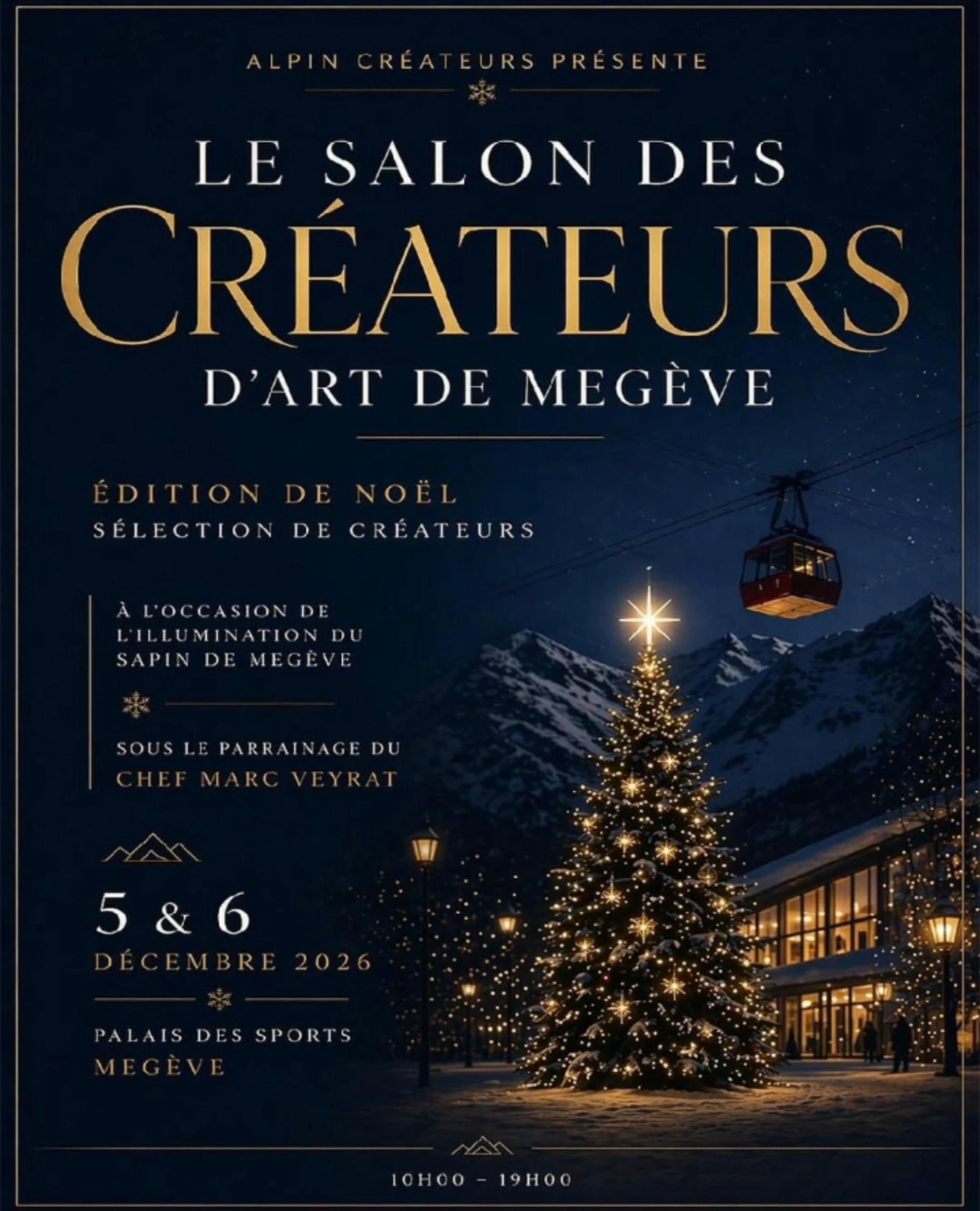 Affiche du Salon des créateurs d'art de Megève 2026 au Palais des sports — métiers d'art et artisanat contemporain
