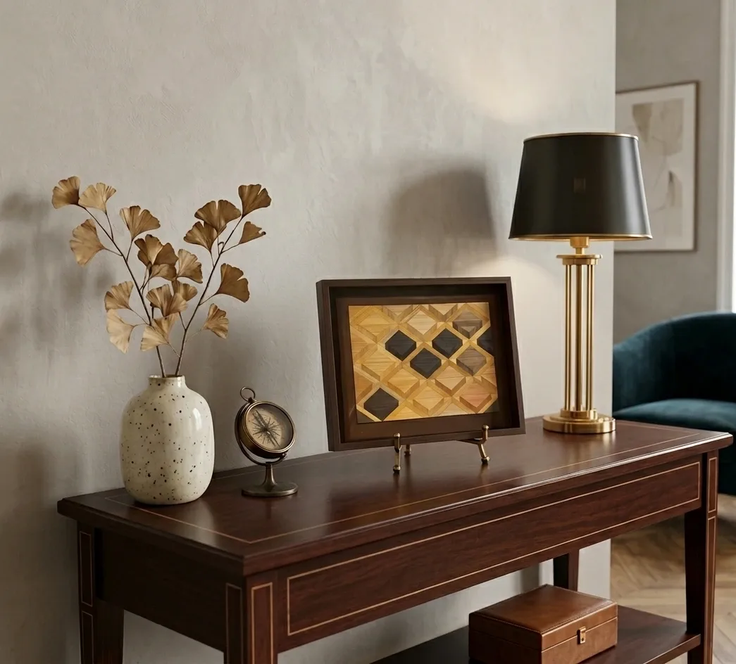 Reflet d'ambre mis en scène dans un intérieur