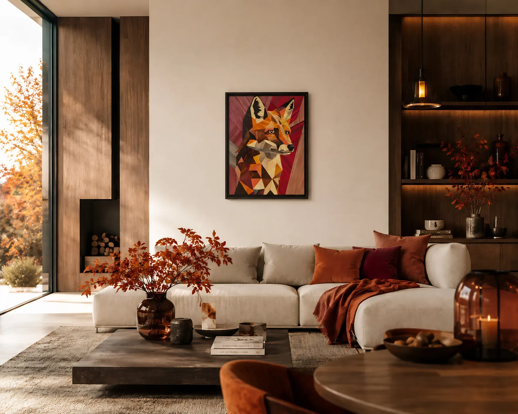 Goupil mis en scène dans un intérieur