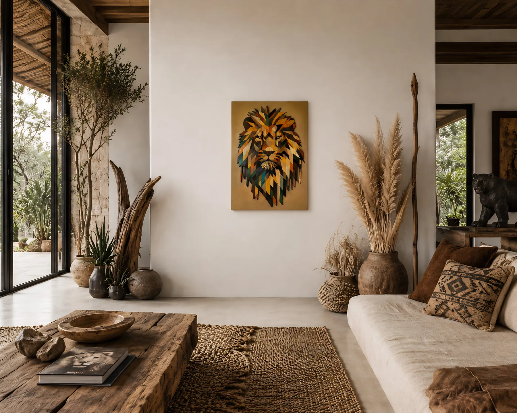 Le Lion mis en scène dans un intérieur